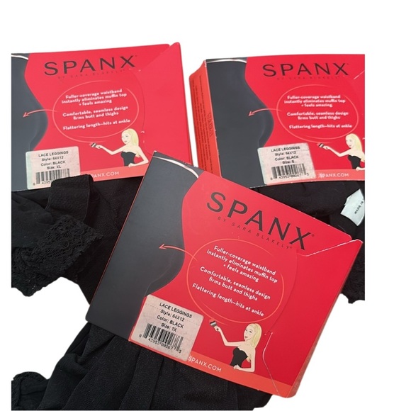 2 Pack Spanx Lace Leggings High Waisted - Picture 2 of 5